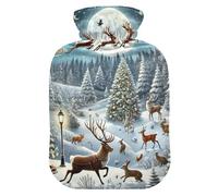 Hot Water Bottle with Soft Cover Feet Warmer with Soft Cover Santa's Sleigh Ride Hot Water Bag for Menstrual Cramps Medium