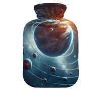 Hot Water Bottle with Soft Cover Feet Warmer with Soft Cover Space Solar Planets Warm Water Heat Bottles for Menstrual Cramps Pain Relief Small