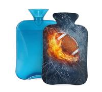 Hot Water Bottle with Soft Cover, Flames Football Lightning 2L Hot Water Bags for Pain Relief, Cramps,Hand Feet Warmer, Menstrual
