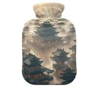 Hot Water Bottle with Soft Cover for Feet and Temples Bed Warmers, Hot Water Bottle for Hot and Cold Compresses, Medium