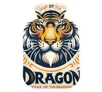 Hot Water Bottle with Soft Cover Hand Feet Warmer Chinese Cute Tiger's Head Hot Water Bag for Menstrual Cramps Small