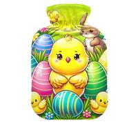 Hot Water Bottle with Soft Cover Hand Feet Warmer Easter Chick Eggs Green Hot Water Bag for Menstrual Cramps Medium