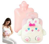 Hot Water Bottle with Soft Cover Heat Retaining Hand and Foot Warmer with | With soft plush toy cover and a hot water bottle for women, hands, feet and winter time, small pink rabbit