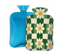 Hot Water Bottle with Soft Cover, Retro Groovy Daisy Flower 2L Hot Water Bags for Pain Relief, Cramps,Hand Feet Warmer, Menstrual
