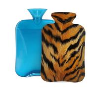 Hot Water Bottle with Soft Cover, Tiger Skin with Stripes and Warm Toned Background 2L Hot Water Bags for Pain Relief, Cramps,Hand Feet Warmer, Menstrual