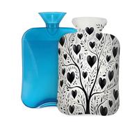 Hot Water Bottle with Soft Cover, Valentines Day Tree Like Structure Heart 2L Hot Water Bags for Pain Relief, Cramps,Hand Feet Warmer, Menstrual