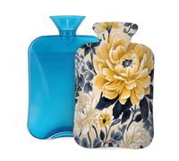 Hot Water Bottle with Soft Cover, Vintage Boho Floral Plant 2L Hot Water Bags for Pain Relief, Cramps,Hand Feet Warmer, Menstrual