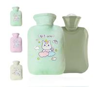 Hot Water Bottle with Soft Cute Cover, Large Capacity Hot Water Bag for Menstrual Cramps, Hot Water Bottle for Hot and Cold Compress, Pain Relief, Gift for Girls Women(Green, 500ml)