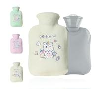 Hot Water Bottle with Soft Cute Cover, Large Capacity Hot Water Bag for Menstrual Cramps, Hot Water Bottle for Hot and Cold Compress, Pain Relief, Gift for Girls Women (White, 500ml)