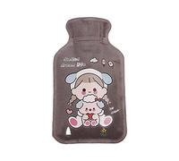 Hot Water Bottle with Soft Fluffy Fur Cover 350ml mini Capacity Small Natural Rubber Hot Water Bag for Pain Relief Stomach Back, Neck Menstrual Cramps Hot Cold Therapy Womens Gift (Grey)