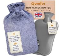 Hot Water Bottle - with Soft Premium Fleece Cover - Blue, 2L - Heating Pad for Menstrual Cramps and Period Comfort - Bed Foot Warmer - Hot & Cold Compress for Back, Stomach, Neck Pain Relief