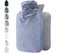 Hot Water Bottle - with Soft Premium Fleece Cover - Blue, 2L - Heating Pad for Menstrual Cramps and Period Comfort - Bed Foot Warmer - Hot & Cold Compress for Back, Stomach, Neck Pain Relief
