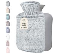 Hot Water Bottle - with Soft Premium Fleece Cover - Blue, 2L - Heating Pad for Menstrual Cramps & Period Comfort - Bed Foot Warmer - Hot & Cold Compress for Back, Stomach, Neck Pain Relief