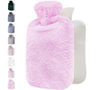 Hot Water Bottle - with Soft Premium Fleece Cover - Candy Pink, 2L - Heating Pad for Menstrual Cramps and Period Comfort - Bed Foot Warmer - Hot & Cold Compress for Back, Stomach, Neck Pain Relief