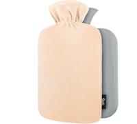 Hot Water Bottle - with Soft Premium Fleece Cover - Champagne, 2L - Heating Pad for Menstrual Cramps & Period Comfort - Bed Foot Warmer - Hot & Cold Compress for Back, Stomach, Neck Pain Relief