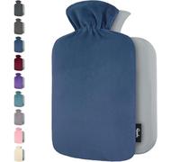 Hot Water Bottle - with Soft Premium Fleece Cover - Dark Blue, 2L - Heating Pad for Menstrual Cramps & Period Comfort - Bed Foot Warmer - Hot & Cold Compress for Back, Stomach, Neck Pain Relief