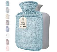 Hot Water Bottle - with Soft Premium Fleece Cover + Kangaroo Pocket - Green, 2L - Heating Pad for Menstrual Cramps and Period Comfort - Bed Foot Warmer - Hot & Cold Compress for Pain Relief