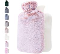 Hot Water Bottle - with Soft Premium Fleece Cover - Pink, 2L - Heating Pad for Menstrual Cramps and Period Comfort - Bed Foot Warmer - Hot & Cold Compress for Back, Stomach, Neck Pain Relief
