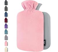 Hot Water Bottle - with Soft Premium Fleece Cover - Pink, 2L - Heating Pad for Menstrual Cramps & Period Comfort - Bed Foot Warmer - Hot & Cold Compress for Back, Stomach, Neck Pain Relief