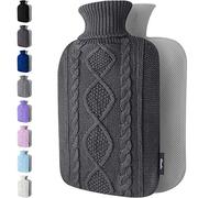 Hot Water Bottle - with Soft Premium Knitted Cover - Dark Grey, 2L - Heating Pad for Menstrual Cramps and Period Comfort - Bed Foot Warmer - Hot & Cold Compress for Back, Stomach, Neck Pain Relief