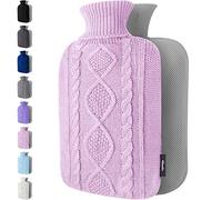 Hot Water Bottle - with Soft Premium Knitted Cover - Pink, 2L - Heating Pad for Menstrual Cramps and Period Comfort - Bed Foot Warmer - Hot & Cold Compress for Back, Stomach, Neck Pain Relief