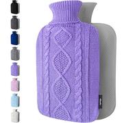 Hot Water Bottle - with Soft Premium Knitted Cover - Purple, 2L - Heating Pad for Menstrual Cramps and Period Comfort - Bed Foot Warmer - Hot & Cold Compress for Back, Stomach, Neck Pain Relief