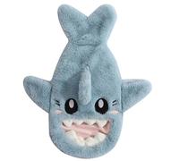 Hot Water Bottle with Washable Plush Cover 1L Cute Shark Hot Water Bag Explosion and Leak Proof Cosy Soft Warm Water Bag with Big Opening Hand Warmer for Pain Relief Women Winter Gifts Blue
