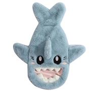 Hot Water Bottle with Washable Plush Cover 1L Cute Shark Hot Water Bag Explosion and Leak Proof Cosy Soft Warm Water Bag with Big Opening for Pain Relief Women Winter Gifts Blue, Bottle with Cover
