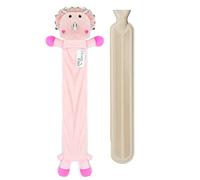 Hot Water Bottles, Kids Animal Super Soft Long Hot Water Bottle, Novelty Hottie (Pink Dinosaur - 2 LTR Long)