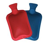 Hot Water Bottles | Pack of 2 Natural Rubber Hot Water Bottle 500ml | Red Cream Blue Hot Water Bag for Pain Relief Secure & Leakproof (Assorted Colours)