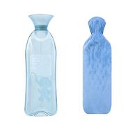 Hot Water Bottles, PVC Bag with Knit Cover Suitable for Christmas/Birthday Gift Reusable Portable Water-Filled Bottle(Blu)