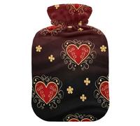 Hot Water Bottles Soft Cover Hand Warmer Sweet Heart Gradient Black Hot Water Bottle for Neck Shoulder Menstrual Cramps S