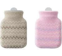 Hot Water Bottles,Warm Water Bag,Shoulder Pain and Hand Feet Warmer, 2 Pack Silicone Hot Water Bottle, Mini Portable Winter Microwave Heating Hot Water Bag with Cute Knit Cover