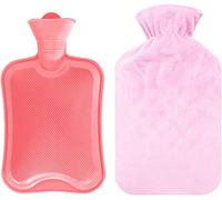 Hot Water Bottles,Warm Water Bag,Shoulder Pain and Hand Feet Warmer, Hot Water Bottle Kits with Soft Fleece Cover(Pink)