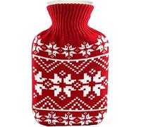 Hot Water Bottles,Warm Water Bag,Shoulder Pain and Hand Feet Warmer, Hot Water Bottle Rubber Hot Cold Water Bag Cartoon Hand Warmer 500ml Grey for Travel Outdoor, Luxury Cosy Faux Fur(Red)