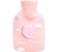 Hot Water Bottles,Warm Water Bag,Shoulder Pain and Hand Feet Warmer, Soft Fleece Cover Winter Portable Insulation Bag Hand Warmer Water Bag Astroworld Cosy Cute Fluffy Cover (Pink)