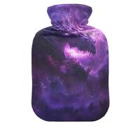 Hot Water Bottles with Soft Cover Feet Warmer with Soft Cover Galaxy Dragon Purple Hot Water Bag for Foot Bed Warmer Pain Relief Small