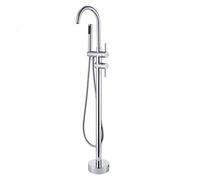 Hot Water Brass Bathtub Faucet Set Double Handle Floor Mounted Shower Mixer Taps