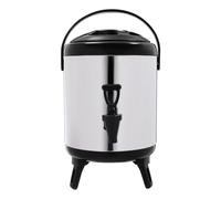 Hot Water Dispenser, 6L Thermal Bucket, Stainless Steel Insulated Beverage Dispenser, Coffee Urn Kettle Boiler Warmer for Outdoor Picnics, Travels, Cafes, Buffets (Black+Silver)
