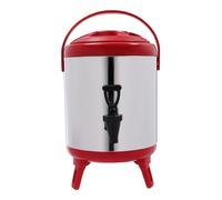 Hot Water Dispenser, 6L Thermal Bucket, Stainless Steel Insulated Beverage Dispenser, Coffee Urn Kettle Boiler Warmer for Outdoor Picnics, Travels, Cafes, Buffets (Red+Silver)