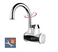 Hot Water Faucet Tankless Electric with LED Digital Display Kitchen 360° Rotation Instant Heating Tap for Kitchen, Bathroom, Washroom, Toilet (Size : Inflow Side)