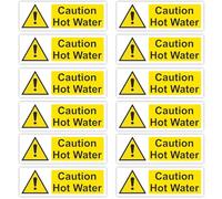 Hot Water Sign, Caution Hot Water Stickers, Caution Hot Surface Stickers, Health And Safety Signs, Safety Signs, Set Of Twelve.