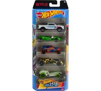 Hot Wheels 1:64 Scale Toy Cars, 5-Pack of Die-Cast Vehicles from the Netflix Series Hot Wheels Let’s Race!, HXM17