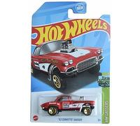 Hot Wheels 1:64 Scale '62 Corvette Gasser Die-Cast Car Model, Red, 6 x 6 x 4 inches, Pull-Back Action, Ages 3+