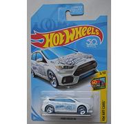 Hot Wheels 1:64 Scale Art Cars 3/10, White Ford Focus RS 50TH Anniversary Card