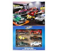 Hot Wheels 1:64 Scale Die-Cast Toy Cars & Trucks, Set of 6 HW Legends Vehicles with Elevated Deco (Styles May Vary), JBY78