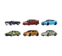 Hot Wheels 1:64 Scale Die-Cast Toy Cars, Set of 6 European Vehicles with Elevated Deco (Styles May Vary)