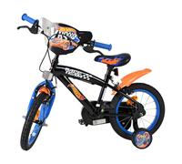 Volare Mattel Hotwheels Kids Bike | Ages 3.5-5 | 14 Inch Wheel | 2 Handbrakes (Front & Back Wheel), Removable Stabilisers, Chain Guard & Pedal Reflectors | Adjustable Saddle Height | Girls & Boys Gift