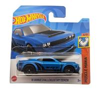Hot Wheels '18 Dodge Challenger SRT Demon, Blue Muscle Car, 1:64 Scale Die-Cast Model