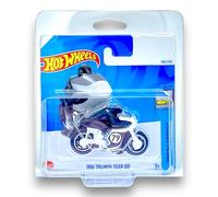 Hot Wheels 1966 Triumph Tiger 100 (White & Black) 10/10 Factory Fresh - 2024-190/250 (Short Card) - COMES IN A GENUINE KLAS CAR KEEPER PROTECTOR CASE - HRY62